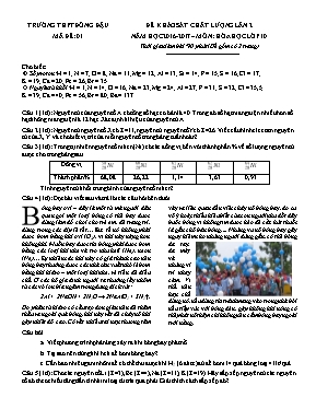 Đề khảo sát chất lượng lân 2 năm học 2016 - 2017 môn Hóa học lớp 10 - Đề 01